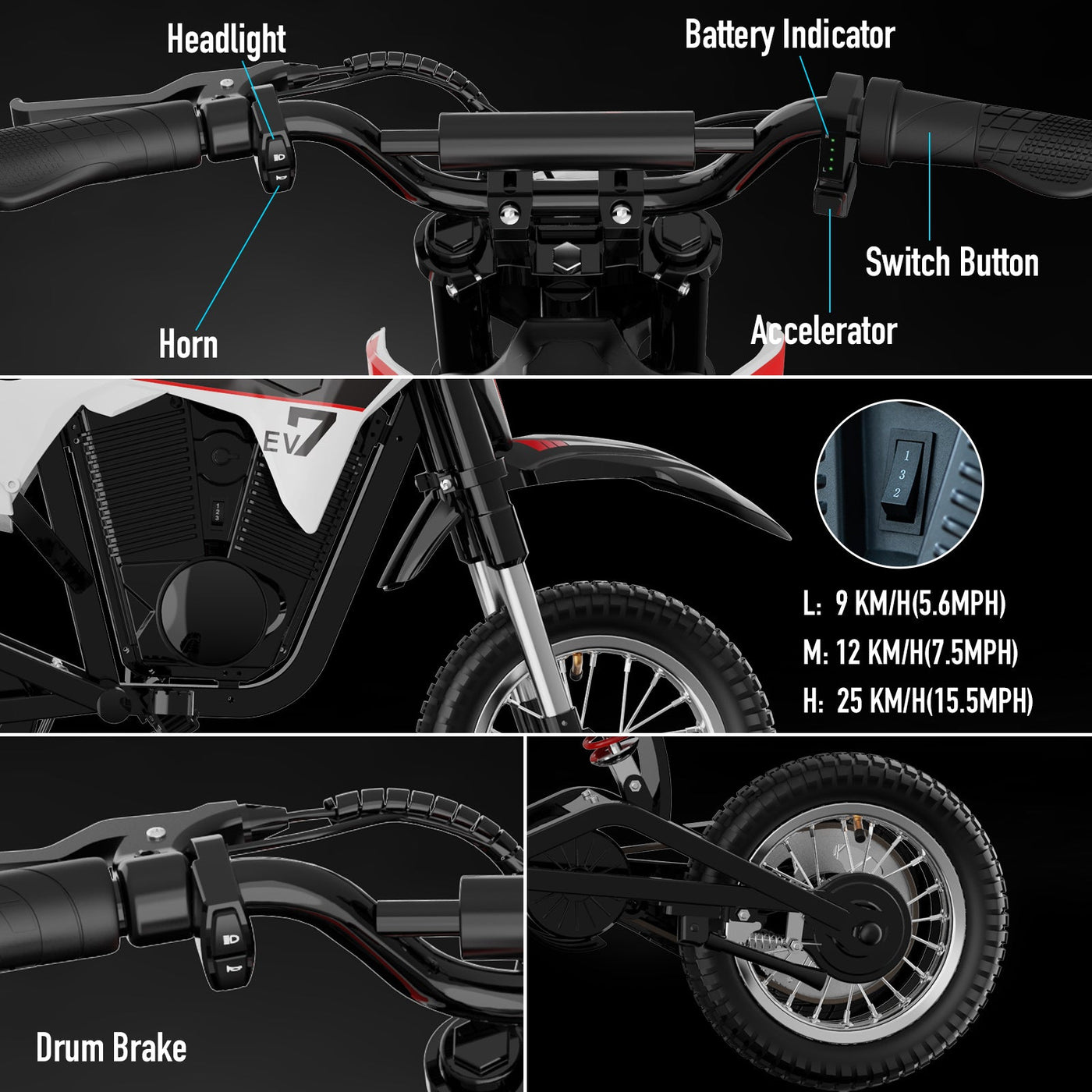 EV12M PRO Kids' Electric Motorbike - Upgraded Version